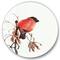 Designart - Red Bullfinch Bird On A Branch - Traditional Metal Circle Wall Art